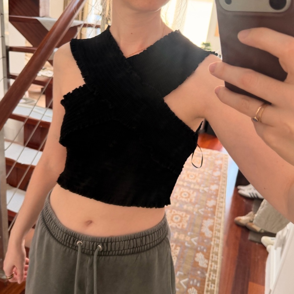 Urban Outfitters Black Crisscross Ribbed Crop Top